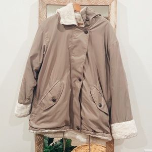 Gallery reversible faux fur oversized hooded coat winter jacket